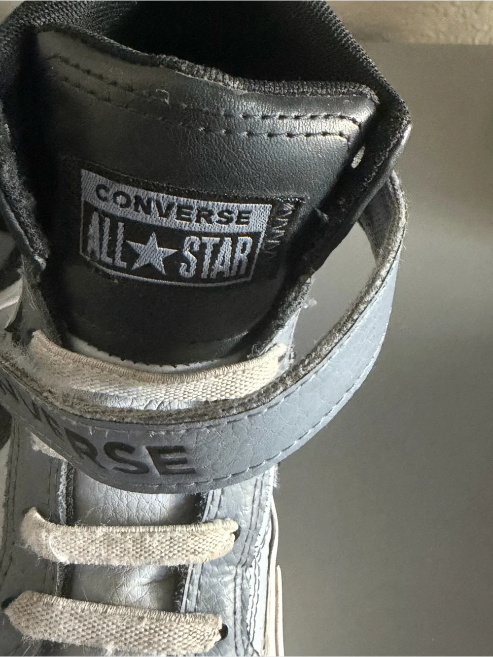 Converse All-Star Leather Kids' High-Top Sneakers in Smoky Blue and Black US 13